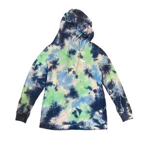 PINK blue and green tie die hoodie, size small, oversized fit